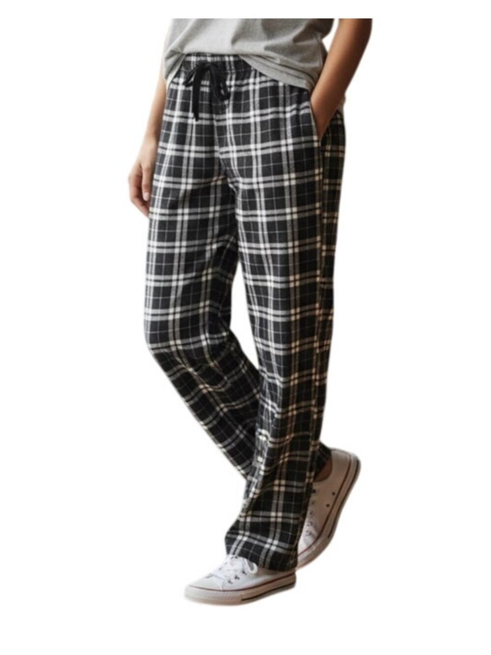 CafePress Women's Large Black White Checkered Print Drawstring Pajama Pants